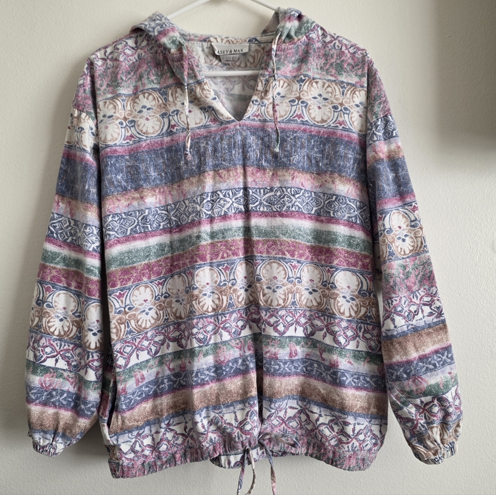 Vintage Casey&Max Patterned Cotton Hoodie